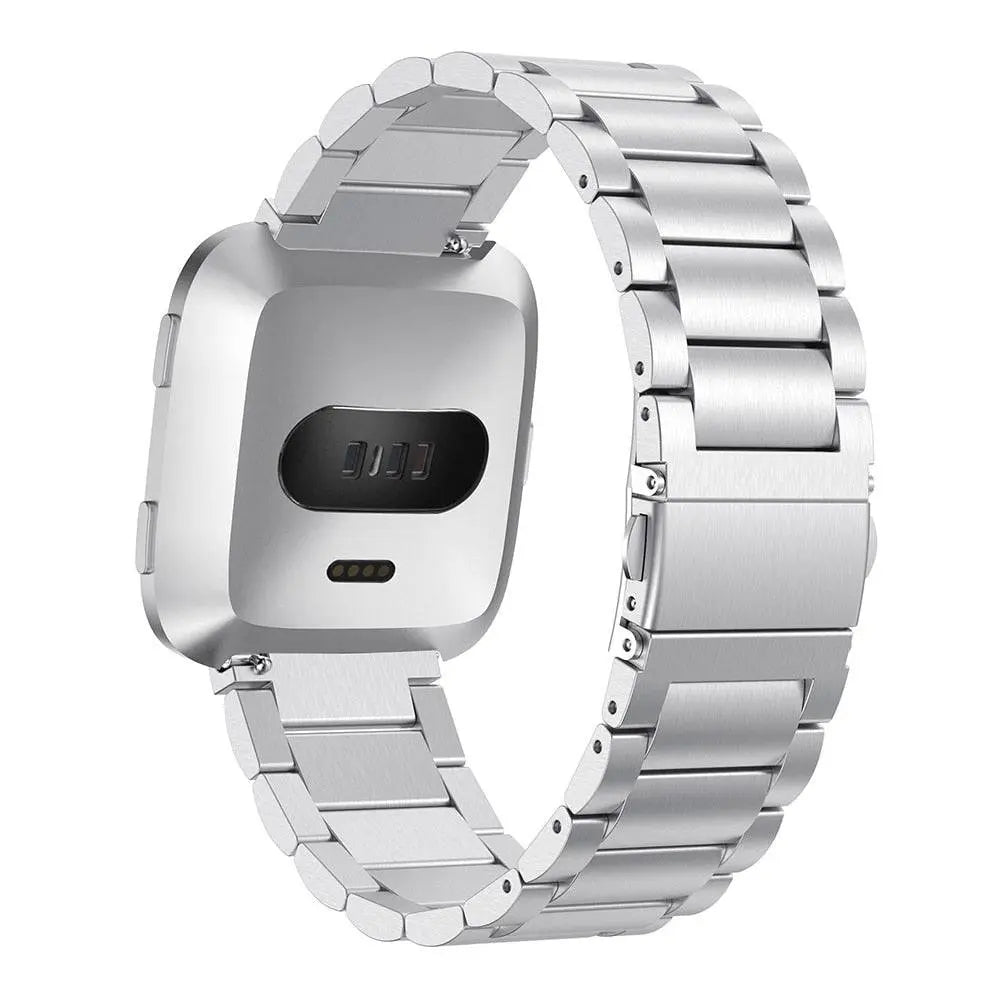 Stalen Smartwatch Armband voor Versa 2 - Verstelbaar Metalen Polsbandje met Veilige Sluiting Elegante Horloge