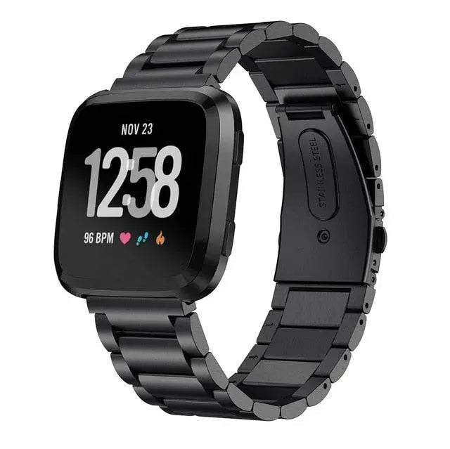 Stalen Smartwatch Armband voor Versa 2 - Verstelbaar Metalen Polsbandje met Veilige Sluiting Elegante Horloge