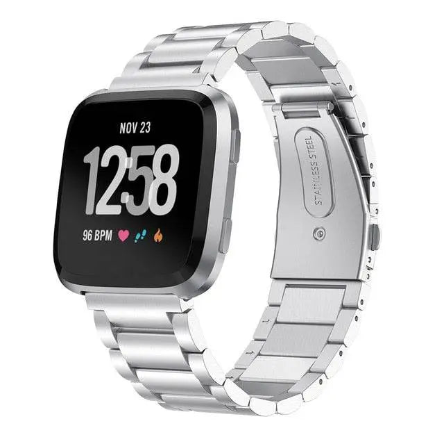 Stalen Smartwatch Armband voor Versa 2 - Verstelbaar Metalen Polsbandje met Veilige Sluiting Elegante Horloge