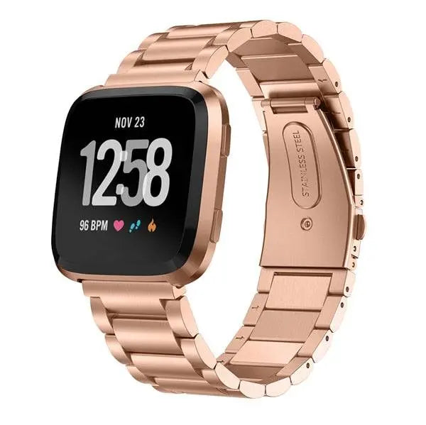 Stalen Smartwatch Armband voor Versa 2 - Verstelbaar Metalen Polsbandje met Veilige Sluiting Elegante Horloge