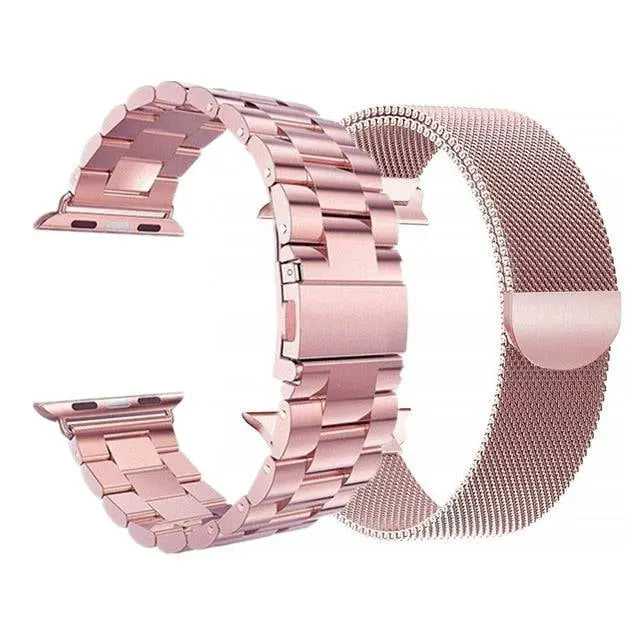 Metalen Horlogebanden voor Smartwatch 42-49mm Roestvrij Staal Mesh & Schakel Set 2 Stuks Verstelbaar
