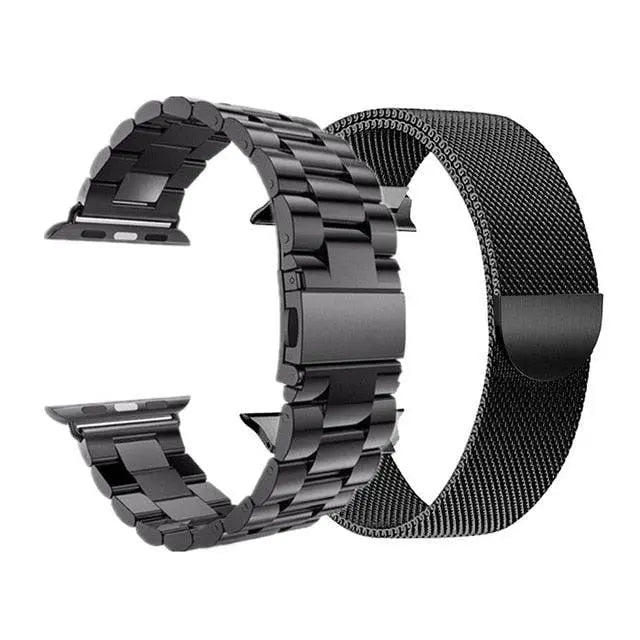 Metalen Horlogebanden voor Smartwatch 42-49mm Roestvrij Staal Mesh & Schakel Set 2 Stuks Verstelbaar