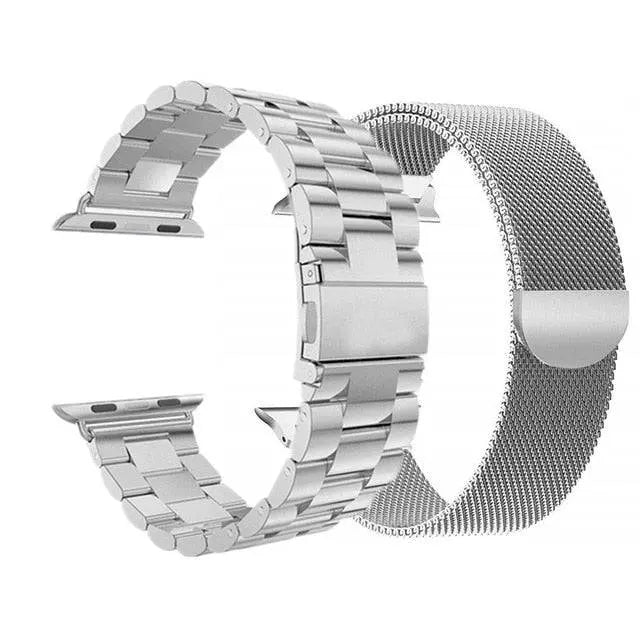 Metalen Horlogebanden voor Smartwatch 42-49mm Roestvrij Staal Mesh & Schakel Set 2 Stuks Verstelbaar