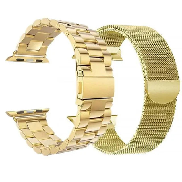 Metalen Horlogebanden voor Smartwatch 42-49mm Roestvrij Staal Mesh & Schakel Set 2 Stuks Verstelbaar