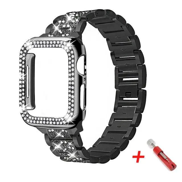 Roestvrij Stalen Horlogebandje met Beschermcase voor 38mm 40mm 42mm 44mm Smartwatch Metalen Polsband Stijlvol