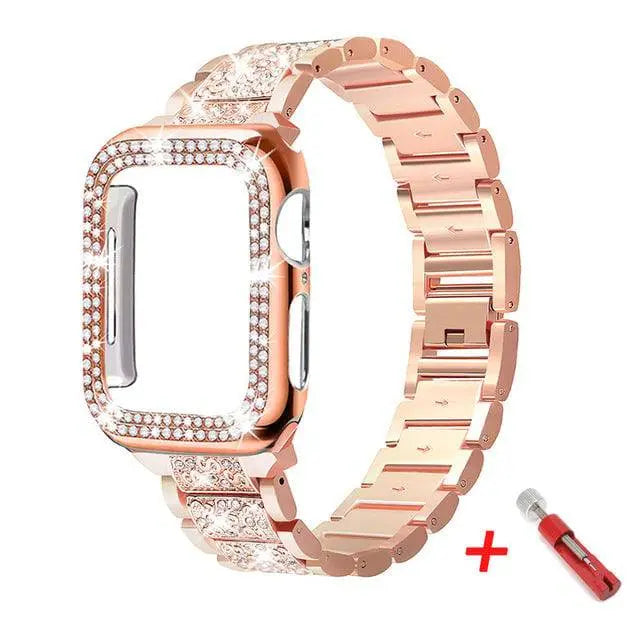 Roestvrij Stalen Horlogebandje met Beschermcase voor 38mm 40mm 42mm 44mm Smartwatch Metalen Polsband Stijlvol