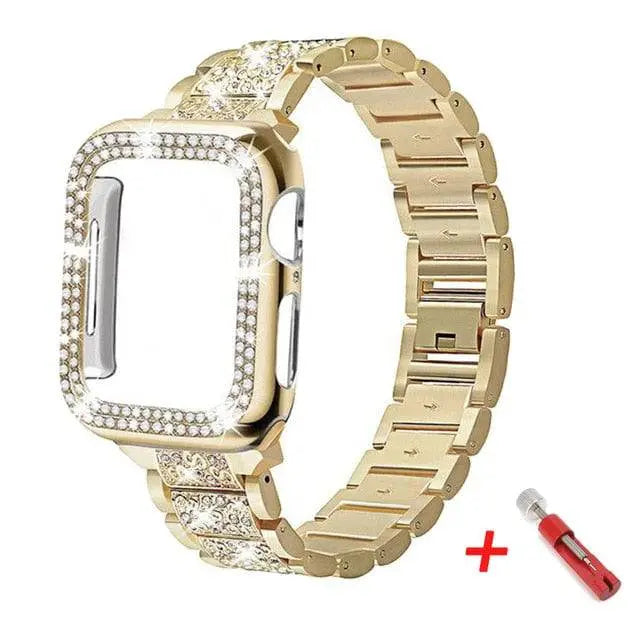 Roestvrij Stalen Horlogebandje met Beschermcase voor 38mm 40mm 42mm 44mm Smartwatch Metalen Polsband Stijlvol