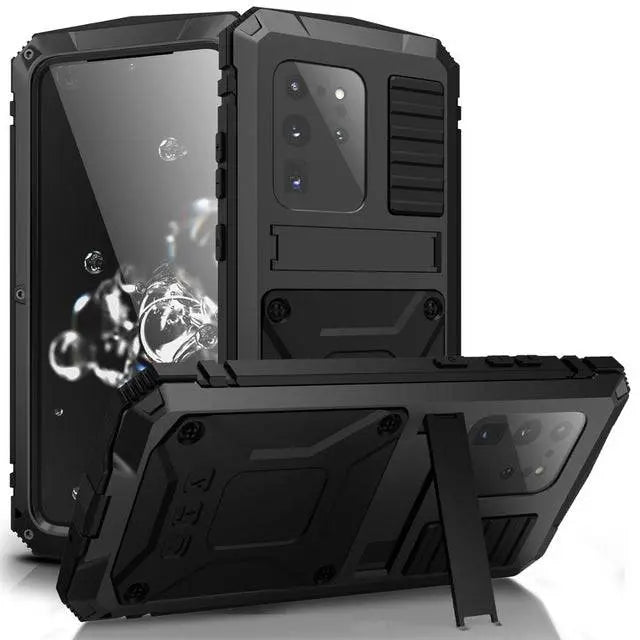 Metalen Telefoonhoes Aluminium Bescherming met Gehard Glas voor Galaxy S20 Plus en S20 Ultra Smartphone