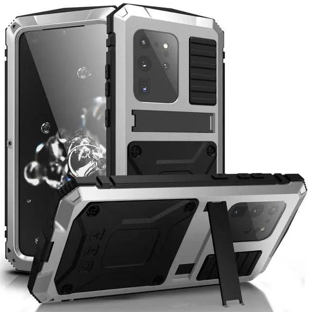 Metalen Telefoonhoes Aluminium Bescherming met Gehard Glas voor Galaxy S20 Plus en S20 Ultra Smartphone