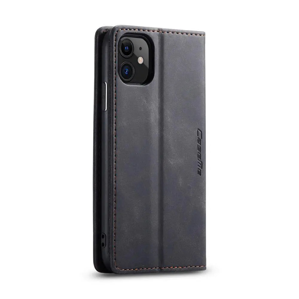 Lederen Portemonnee Telefoonhoesje iPhone 11 Cognac Zwart Rood Blauw Wallet Case Camera Bescherming Pasjes