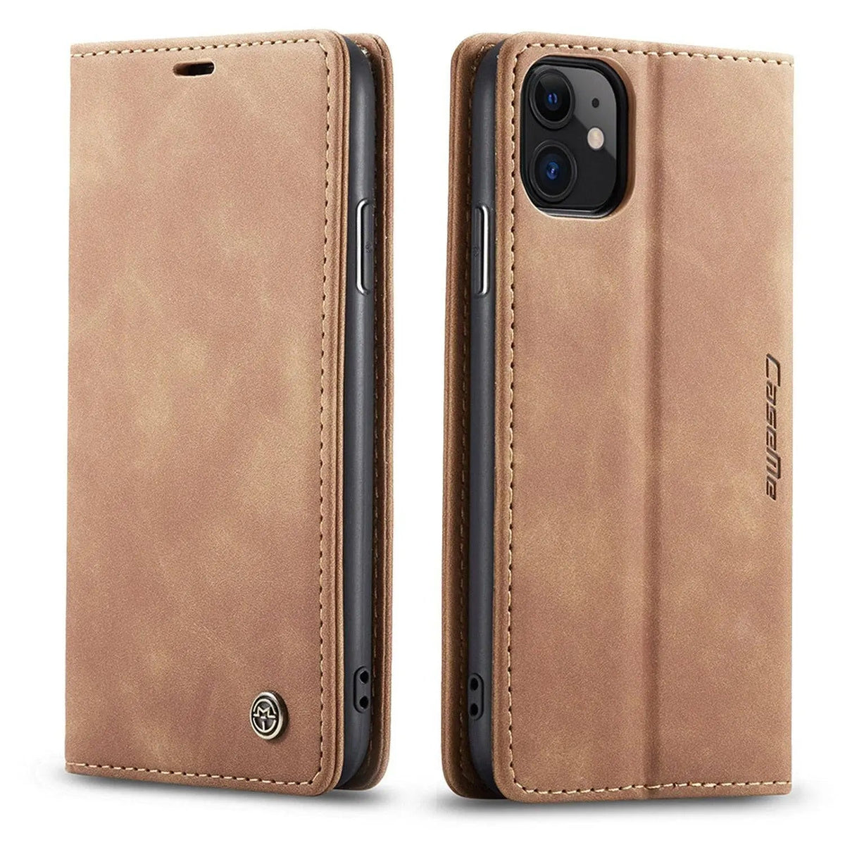 Lederen Portemonnee Telefoonhoesje iPhone 11 Cognac Zwart Rood Blauw Wallet Case Camera Bescherming Pasjes