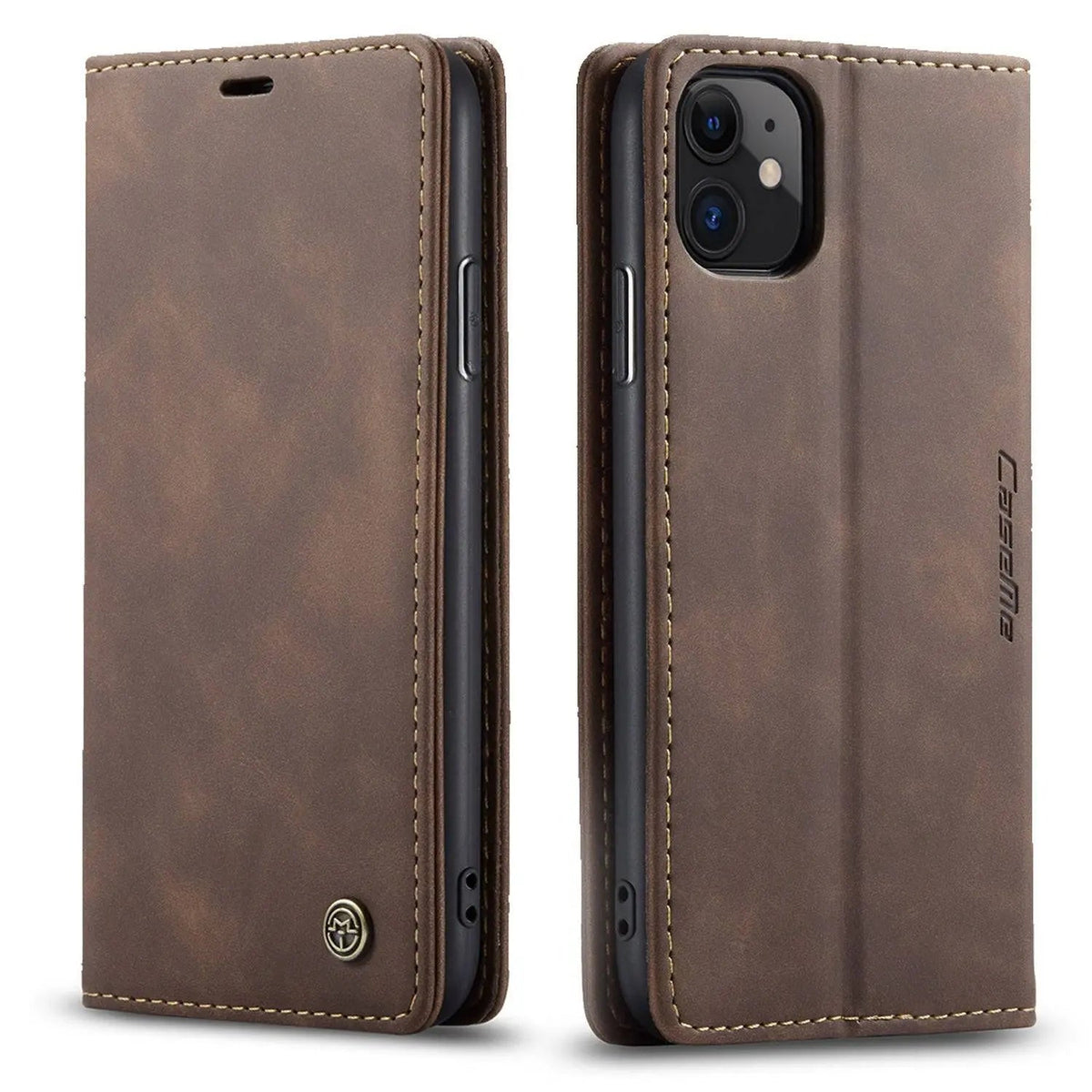 Lederen Portemonnee Telefoonhoesje iPhone 11 Cognac Zwart Rood Blauw Wallet Case Camera Bescherming Pasjes