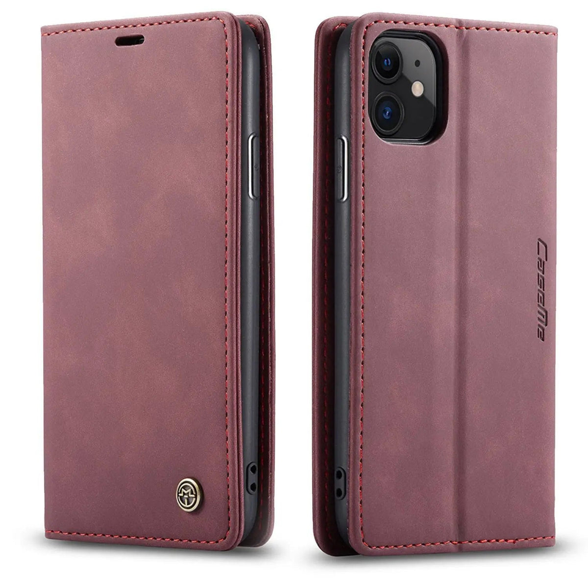Lederen Portemonnee Telefoonhoesje iPhone 11 Cognac Zwart Rood Blauw Wallet Case Camera Bescherming Pasjes