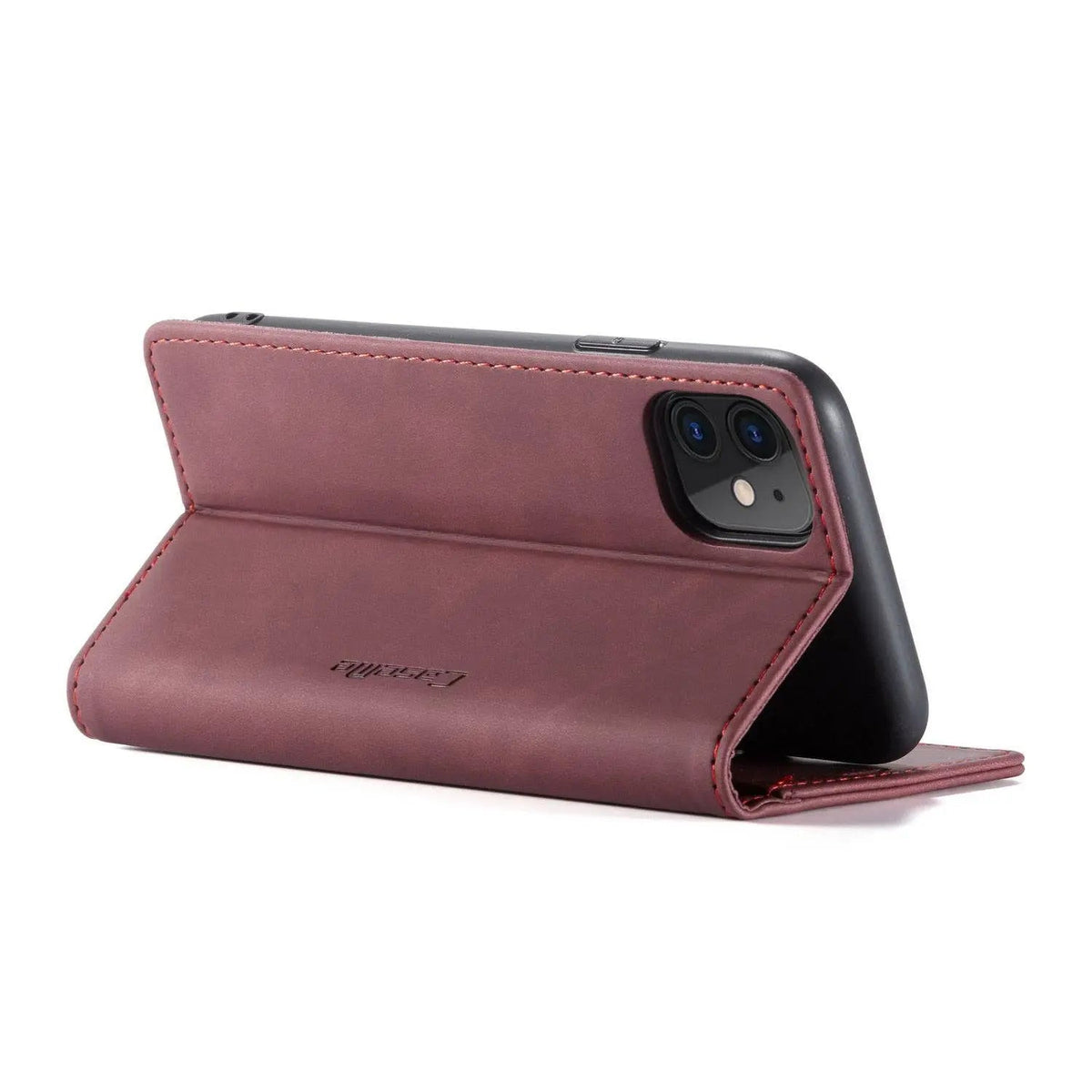 Lederen Portemonnee Telefoonhoesje iPhone 11 Cognac Zwart Rood Blauw Wallet Case Camera Bescherming Pasjes