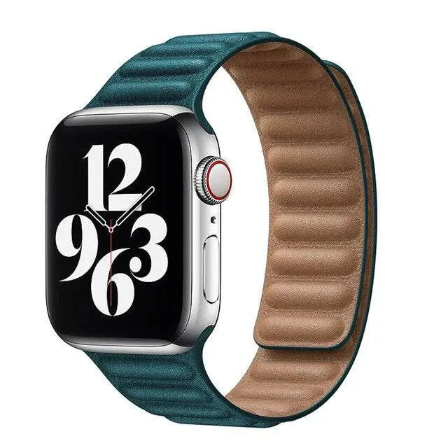 Magnetische Leren Horlogeband Smartwatch 42-49mm Verstelbaar Schakel Polsbandje Echt Leer Stijlvol Premium