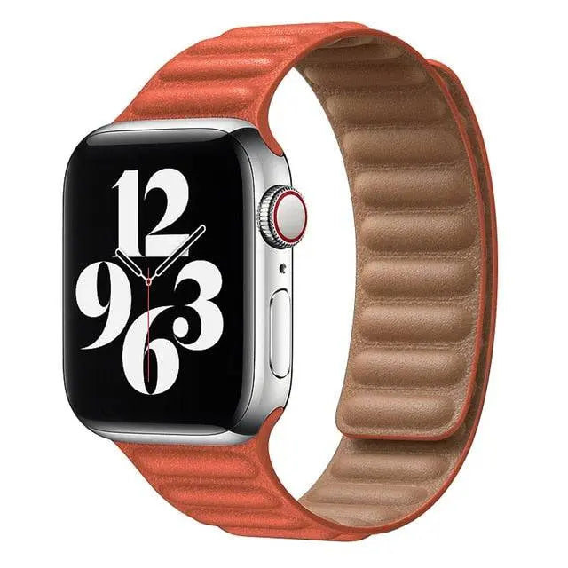 Magnetische Leren Horlogeband Smartwatch 42-49mm Verstelbaar Schakel Polsbandje Echt Leer Stijlvol Premium