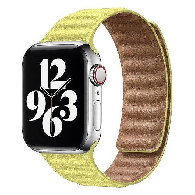 Magnetische Leren Horlogeband Smartwatch 42-49mm Verstelbaar Schakel Polsbandje Echt Leer Stijlvol Premium