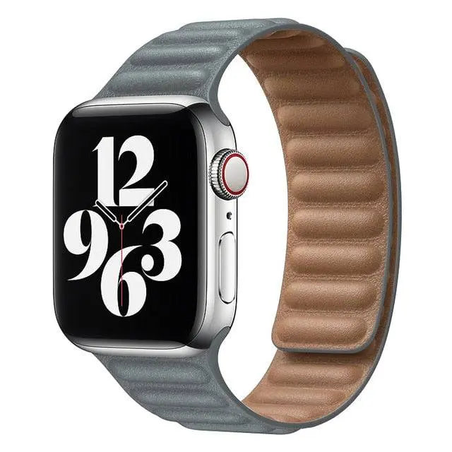 Magnetische Leren Horlogeband Smartwatch 42-49mm Verstelbaar Schakel Polsbandje Echt Leer Stijlvol Premium