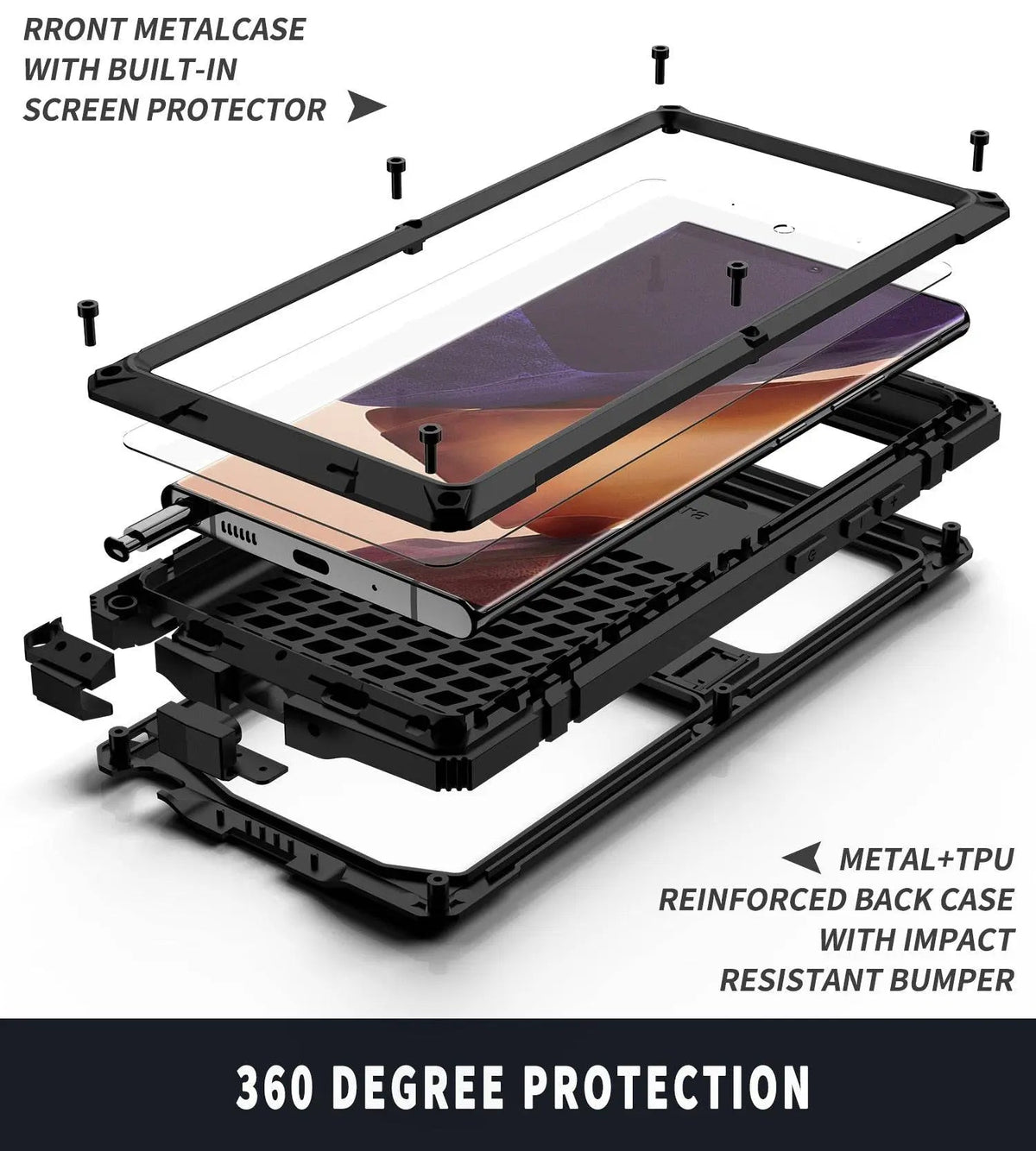 Metalen Telefoonhoes met Standaard Aluminium Schokbestendig Beschermhoes Smartphone Accessoire Robuust