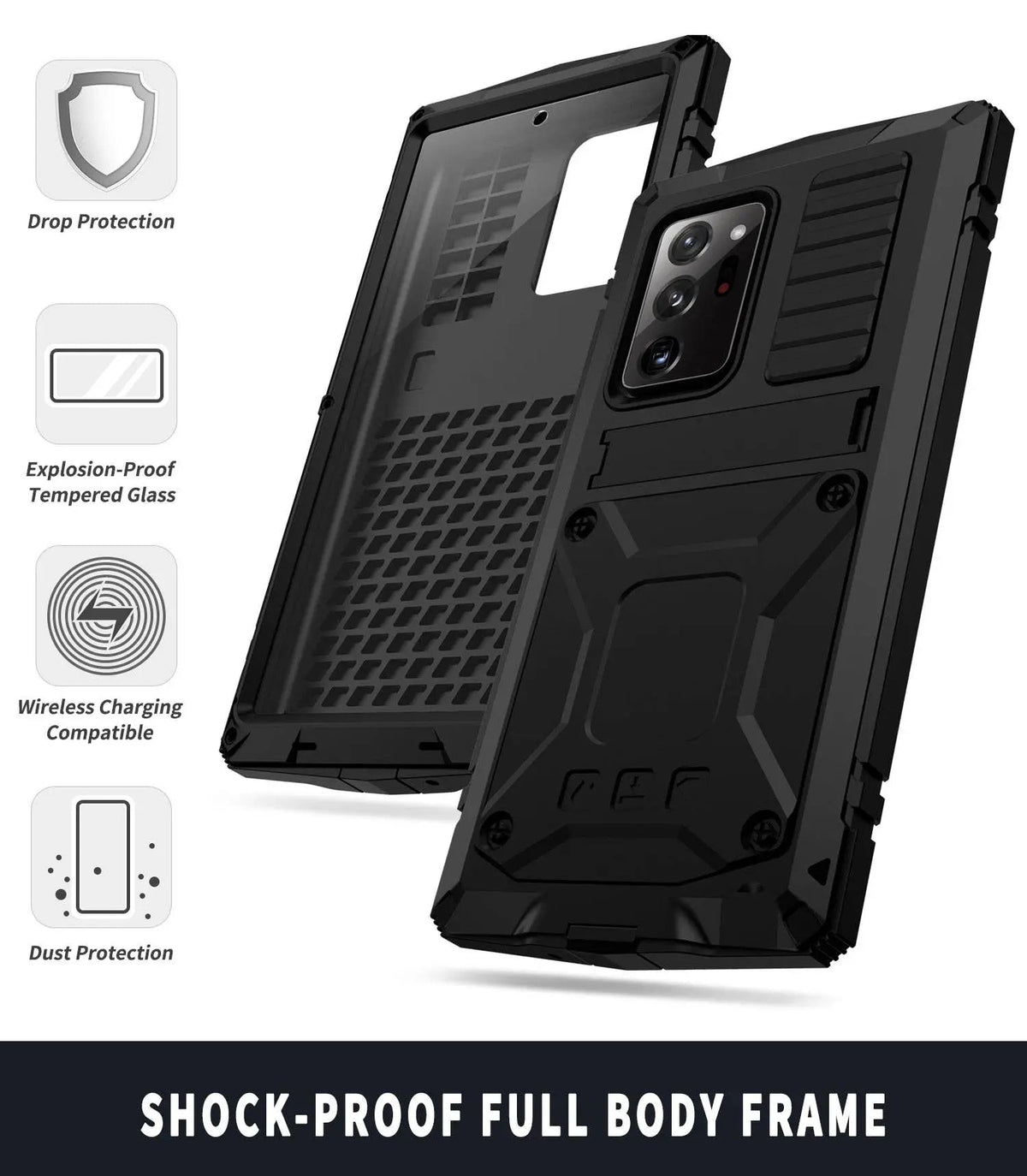 Metalen Telefoonhoes met Standaard Aluminium Schokbestendig Beschermhoes Smartphone Accessoire Robuust