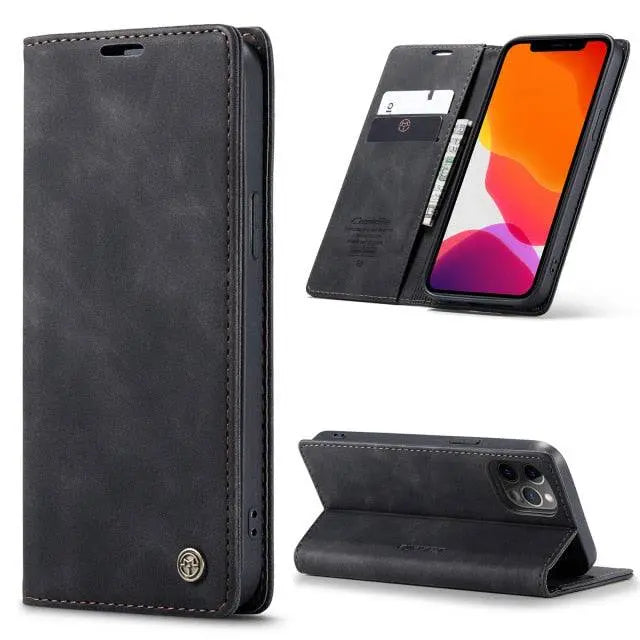 Lederen Portemonnee Hoesje voor iPhone 12 Serie - Kaarthouder Telefooncase met Allround Bescherming en Stijlvol Design