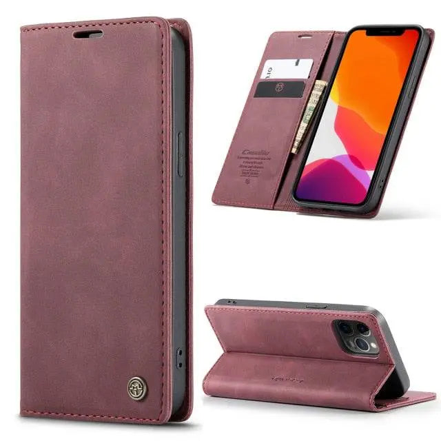 Lederen Portemonnee Hoesje voor iPhone 12 Serie - Kaarthouder Telefooncase met Allround Bescherming en Stijlvol Design