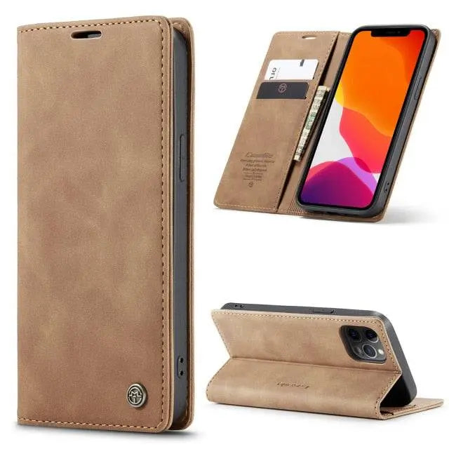 Lederen Portemonnee Hoesje voor iPhone 12 Serie - Kaarthouder Telefooncase met Allround Bescherming en Stijlvol Design