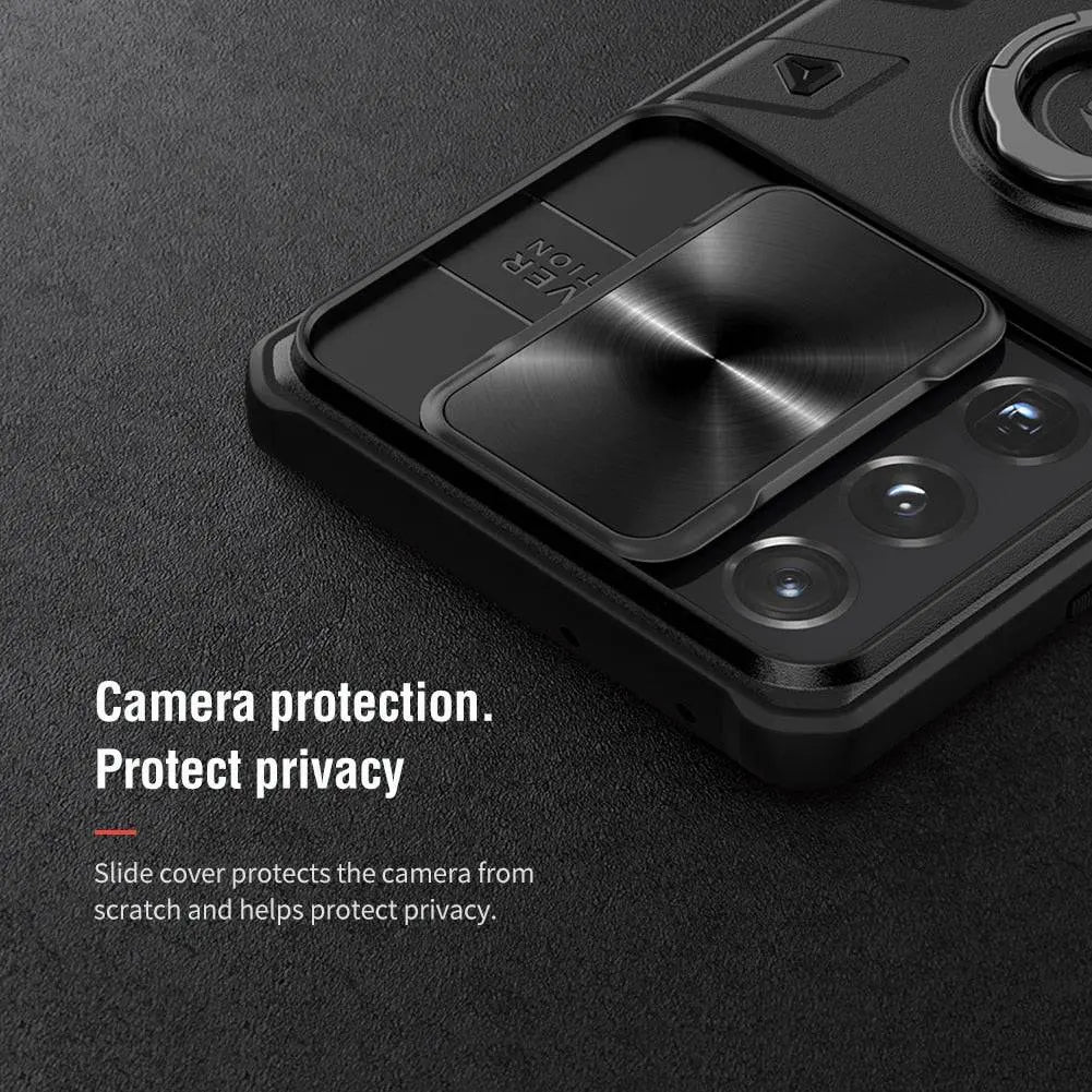 Telefoonhoesje Aluminium Ring Standaard Camera Bescherming Samsung Galaxy S21 Ultra Plus Zwart Groen Blauw