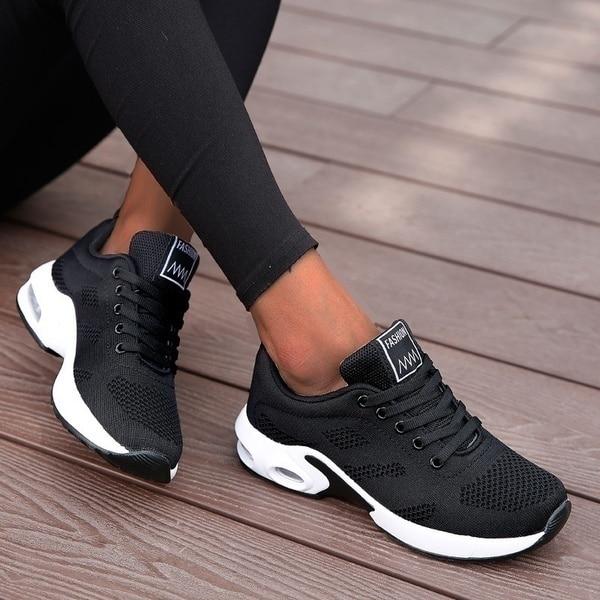 Dames Loopschoenen met Orthopedische Steun en 4 cm Plateau voor Comfort Schokdemping en Dagelijks Gebruik