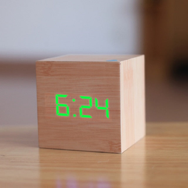Digitale LED Wekker - Minimalistisch Vierkant Klokje met Nachtmodus