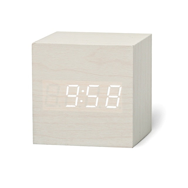Digitale LED Wekker - Minimalistisch Vierkant Klokje met Nachtmodus
