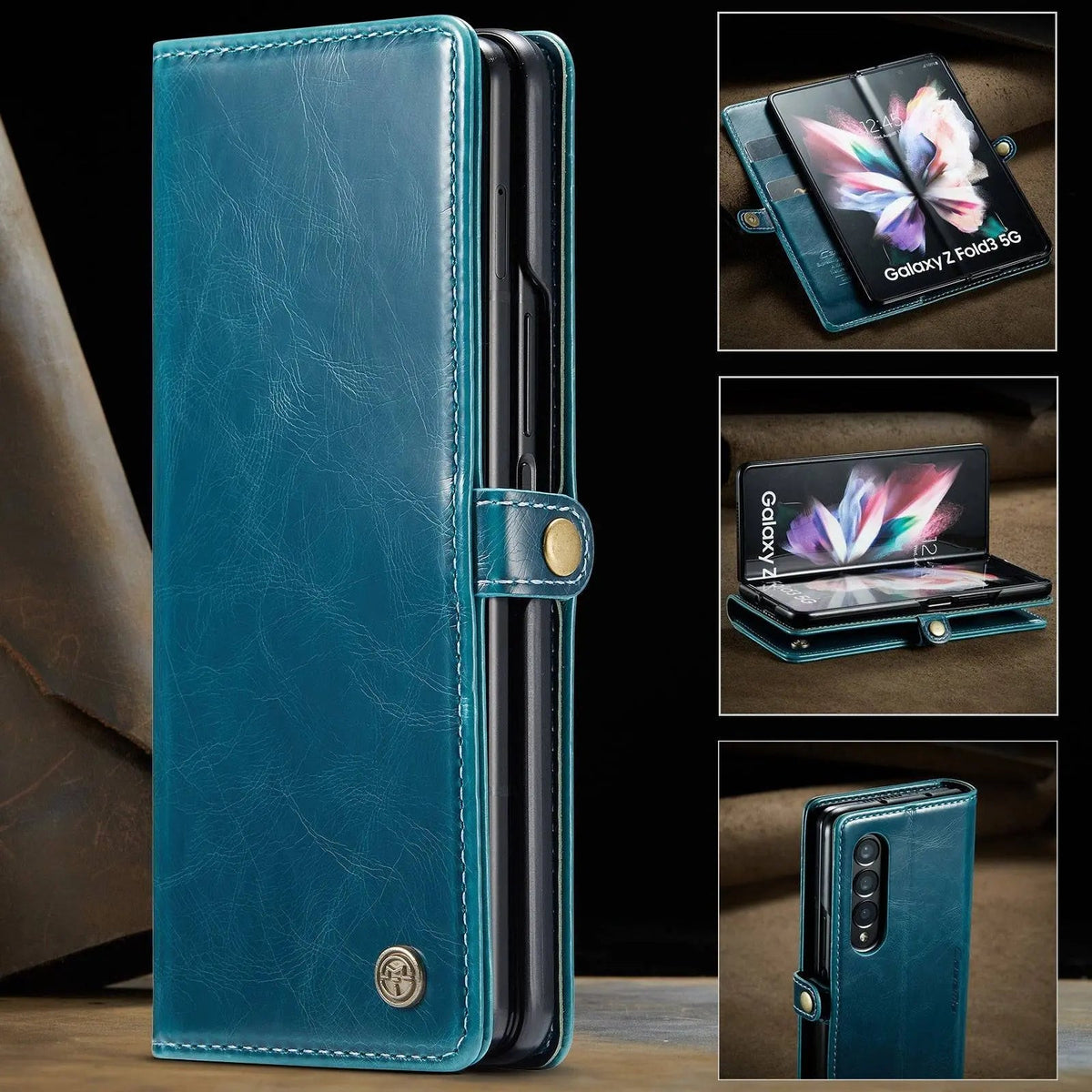 Leren Telefoonhoes met Portemonnee Kaarthouder voor Vouwbare Smartphone Zwart Blauw Rood Bruin Bescherming