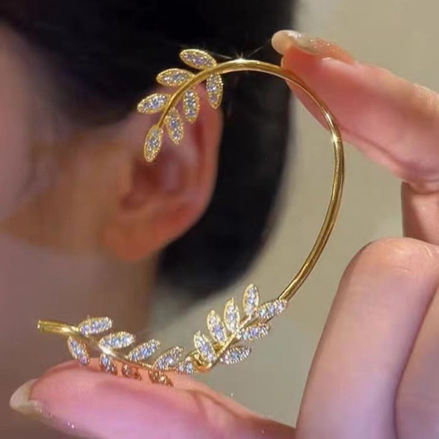 Verstelbare Oorklemmen Oorbellen - Elegante Tak-geïnspireerde Sieraden met Glinsterende Details voor Dames