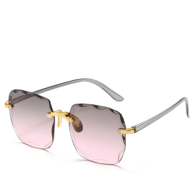 Randloze Rechthoekige Zonnebril UV400 Bescherming Unisex Vintage Stijl Lichtgewicht Dames Heren Retro