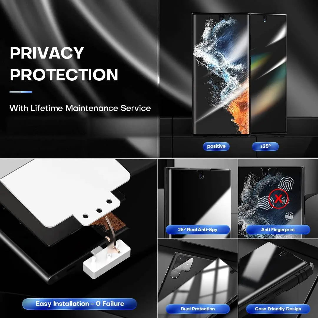 Privacy Screenprotector Gehard Glas Samsung Galaxy S22 Ultra Plus met Zijhoek Bescherming voor Smartphone