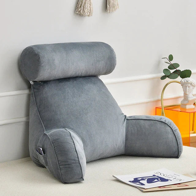 Ergonomisch Leeskussen met Armleuningen 75x45cm Fluweel Verstelbaar Bed Bank Rugsteun Comfort Ontspanning