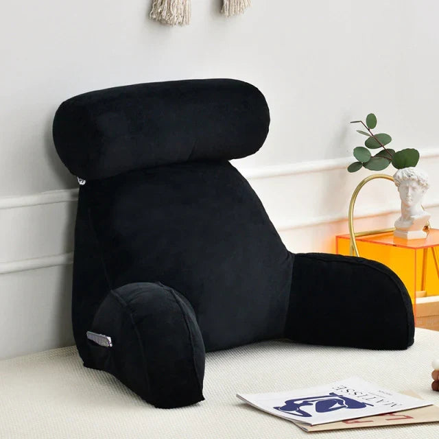 Ergonomisch Leeskussen met Armleuningen 75x45cm Fluweel Verstelbaar Bed Bank Rugsteun Comfort Ontspanning