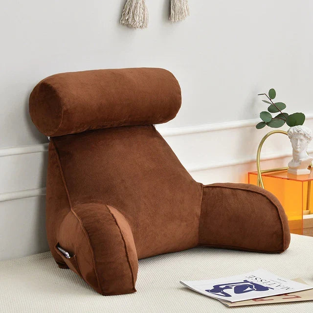 Ergonomisch Leeskussen met Armleuningen 75x45cm Fluweel Verstelbaar Bed Bank Rugsteun Comfort Ontspanning