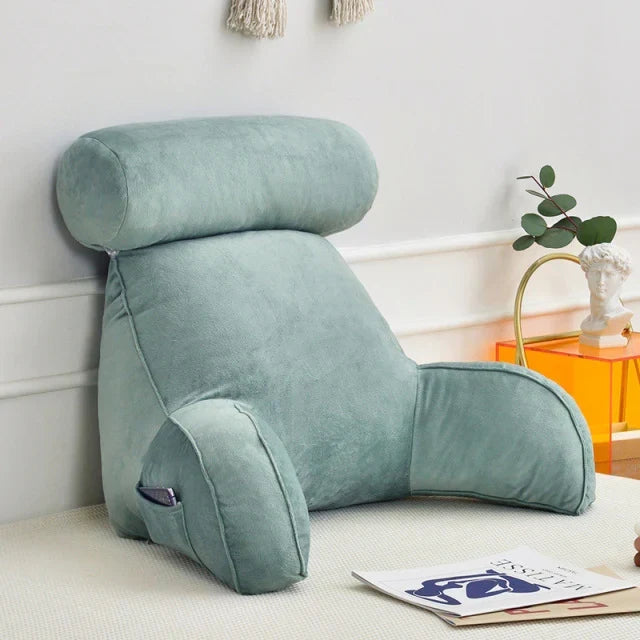 Ergonomisch Leeskussen met Armleuningen 75x45cm Fluweel Verstelbaar Bed Bank Rugsteun Comfort Ontspanning