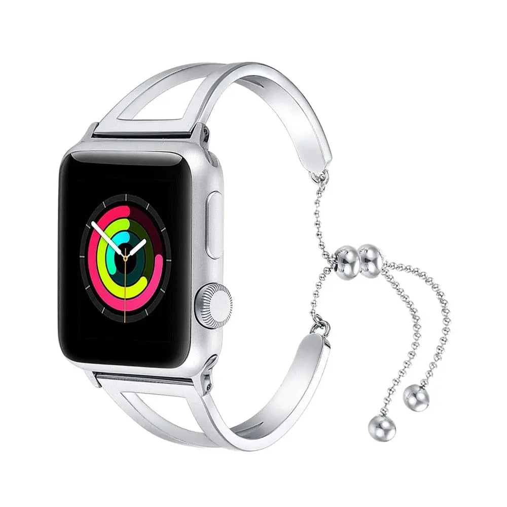 Sierlijke Horlogeband 42mm Metalen Schakelband Roségoud Zilver Zwart Dames Smartwatch Polsband Vervangband
