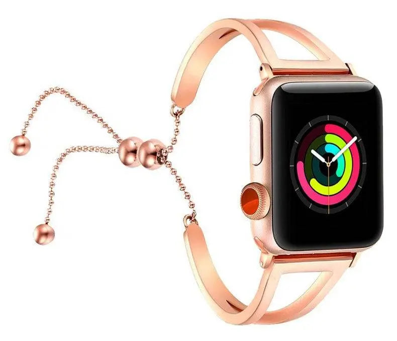 Sierlijke Horlogeband 42mm Metalen Schakelband Roségoud Zilver Zwart Dames Smartwatch Polsband Vervangband