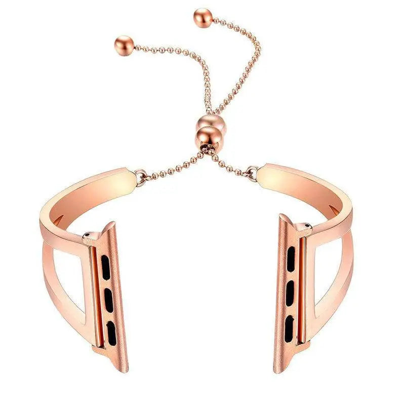 Sierlijke Horlogeband 42mm Metalen Schakelband Roségoud Zilver Zwart Dames Smartwatch Polsband Vervangband