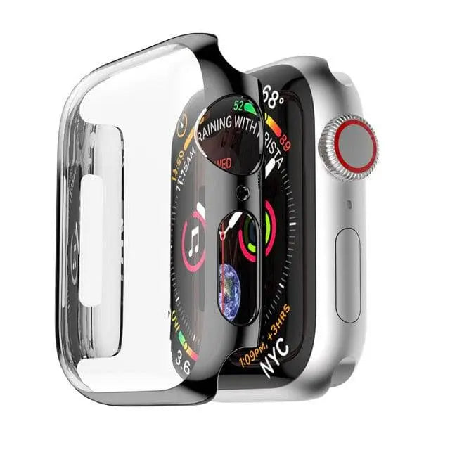 Beschermhoes voor smartwatch 44mm 40mm 42mm 38mm met gehard glas displaybescherming zwart zilver goud rosegoud