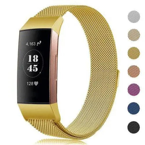 Metalen Horlogeband Mesh met Magnetische Sluiting Fitbit Charge 3 4 Verstelbaar Comfortabel Polsbandje