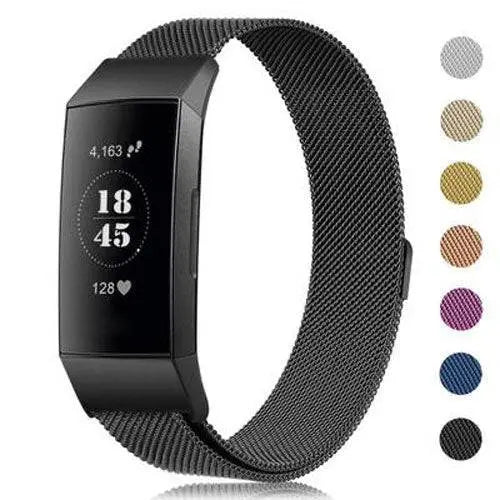 Metalen Horlogeband Mesh met Magnetische Sluiting Fitbit Charge 3 4 Verstelbaar Comfortabel Polsbandje