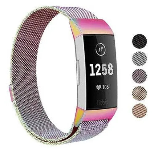 Metalen Horlogeband Mesh met Magnetische Sluiting Fitbit Charge 3 4 Verstelbaar Comfortabel Polsbandje