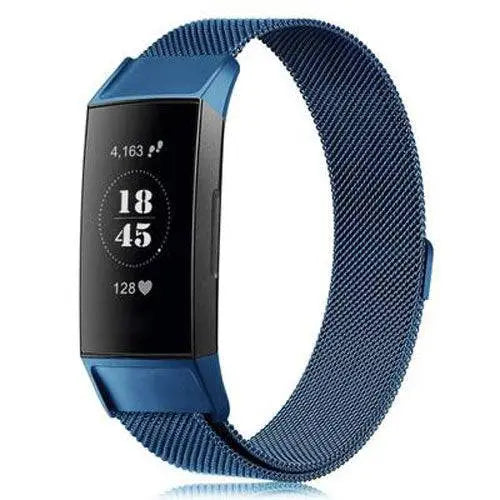 Metalen Horlogeband Mesh met Magnetische Sluiting Fitbit Charge 3 4 Verstelbaar Comfortabel Polsbandje