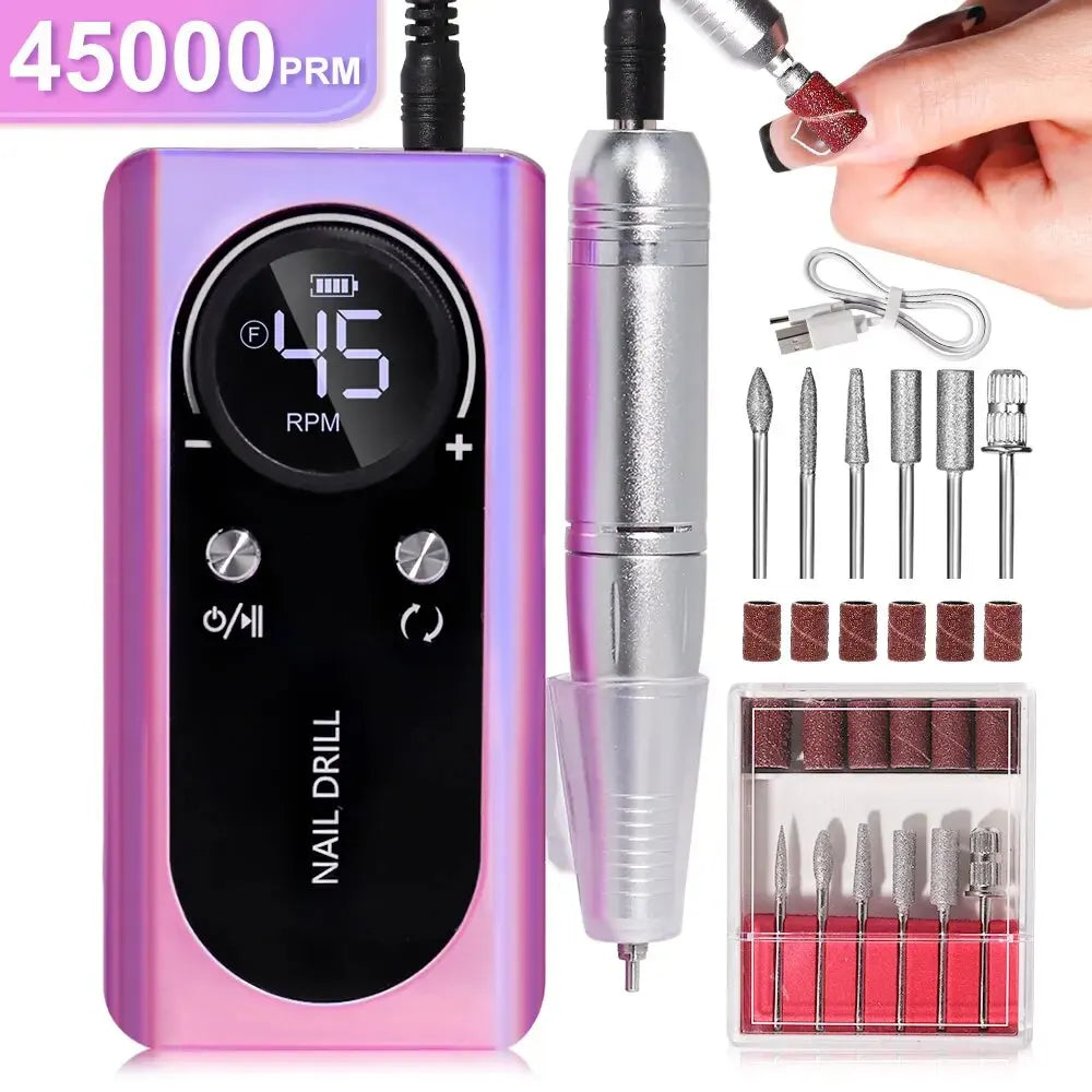 Professionele Elektrische Nagelvijl 45000 RPM Oplaadbaar - Stil & Draagbaar Manicure Apparaat