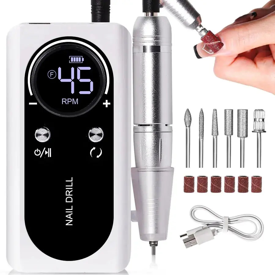 Professionele Elektrische Nagelvijl 45000 RPM Oplaadbaar - Stil & Draagbaar Manicure Apparaat