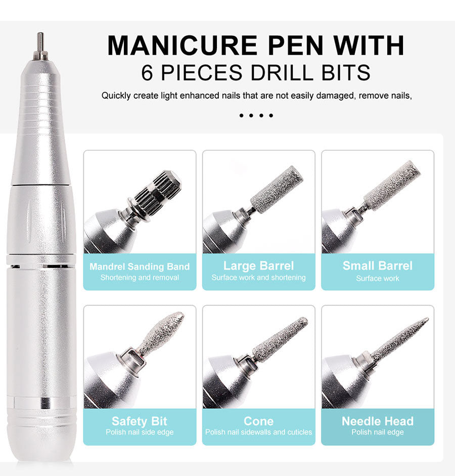 Professionele Elektrische Nagelvijl 45000 RPM Oplaadbaar - Stil & Draagbaar Manicure Apparaat
